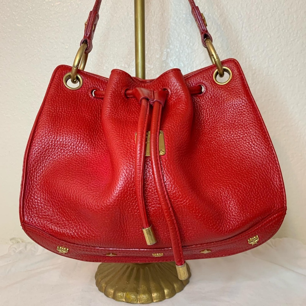 MCM Red Shoulder/Crossbody Bag Authentic - Picture 4 of 8